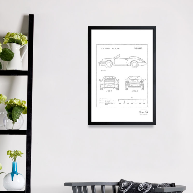 Porsche 911 1990 Print, Black