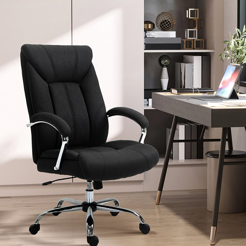 Chaise de bureau à haut dossier, chaise de bureau d'ordinateur avec support lombaire et hauteur réglable