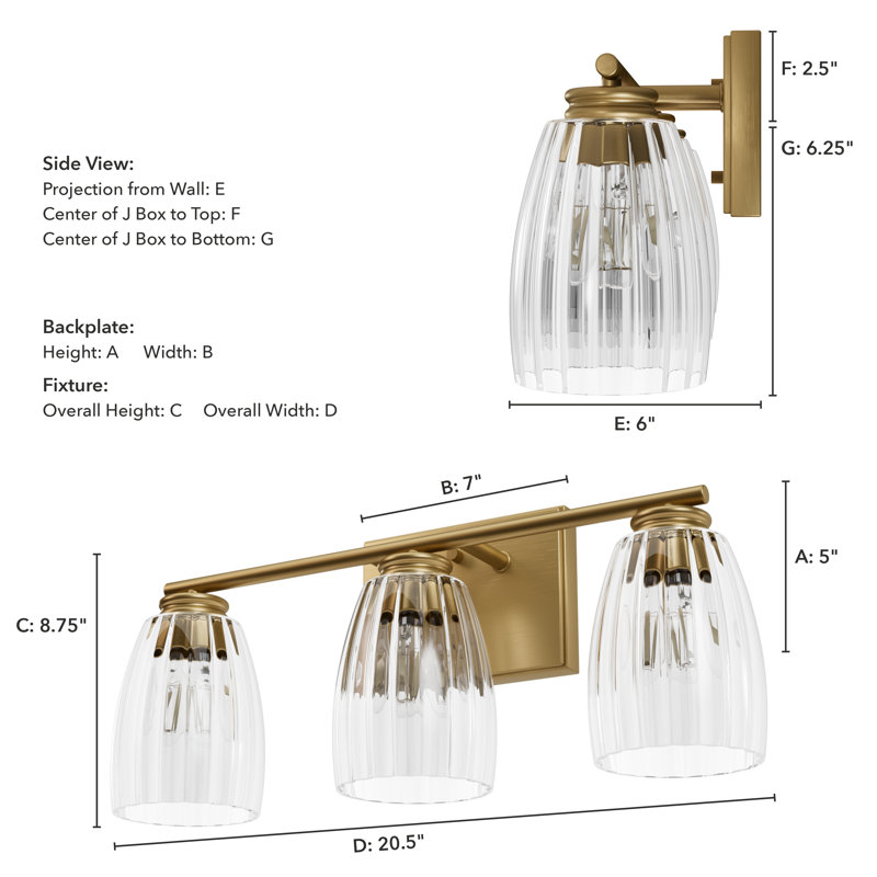 Jasmine Roth 3 - Light Dimmable Vanity Light
