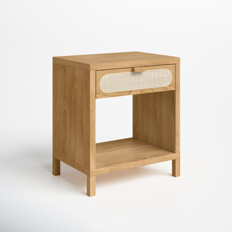 Allegra Honey Oak & Cream Cane Single Drawer Nightstand