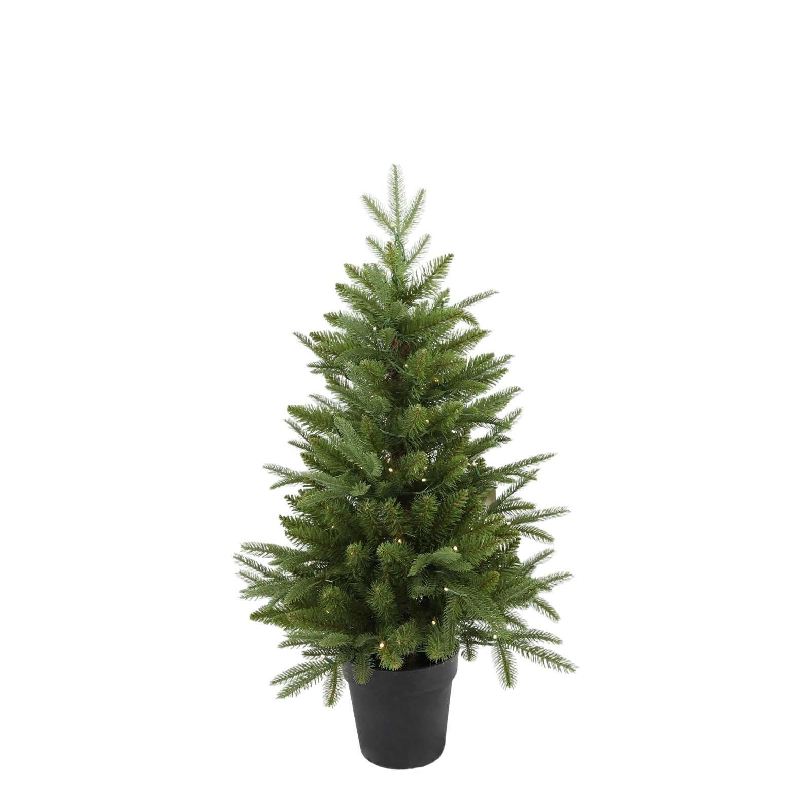 2.95 Ft Farmhouse Pre-Lit Potted Flocked Artificial Christmas Tree, Winter Home And Office Decor For Entrances Indoor