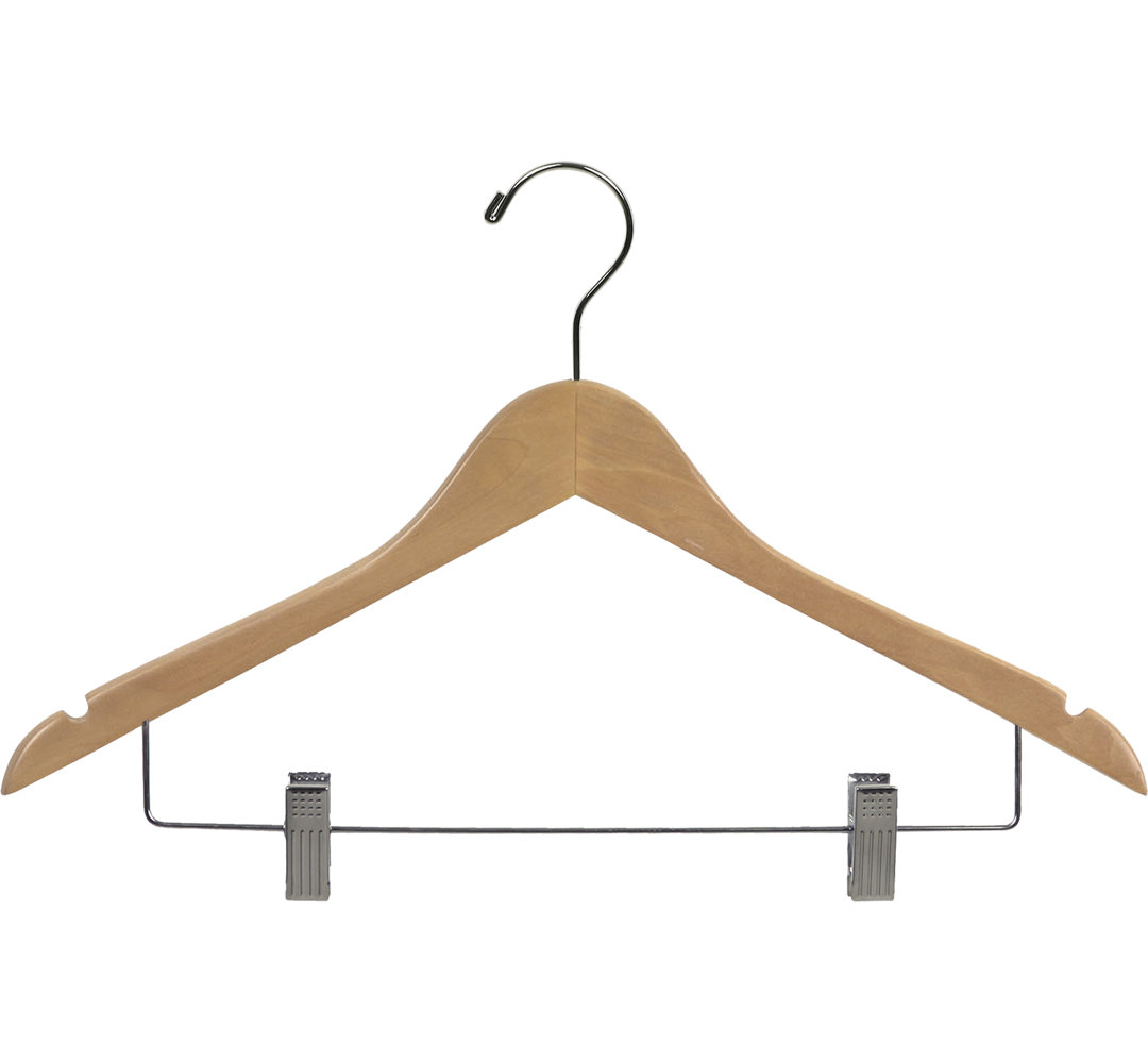 Wood Hangers With Clips for Skirt/Pants (Set of 25) Rebrilliant 