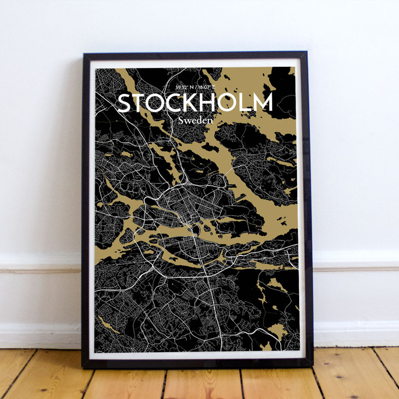 Stockholm City Map - No Frame Print, 43cm H x 28cm W x 0.13cm D