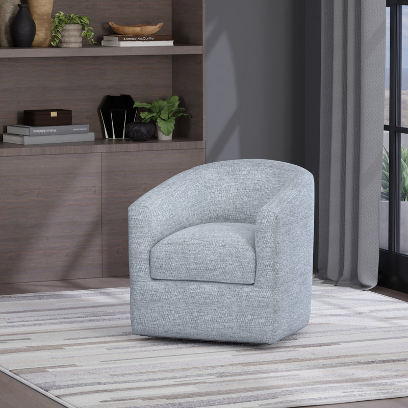 Swivel Accent Chair with 360-Degree Swivel, Gray Polyester