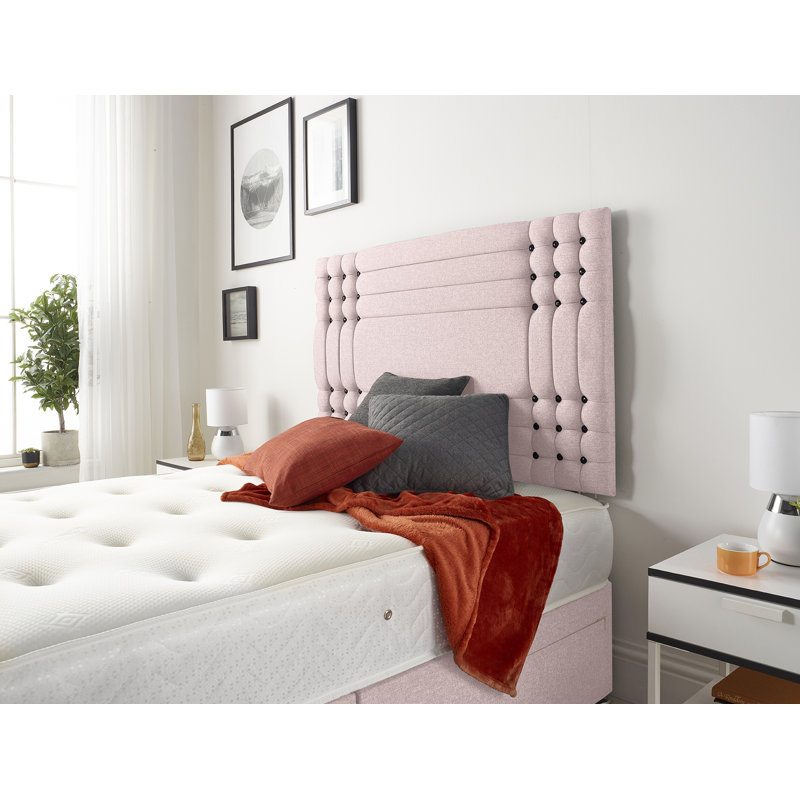 Dennishia Sprung Memory Foam Divan Bed Set with Headboard, Pink, Super King (6'), 2 Drawers