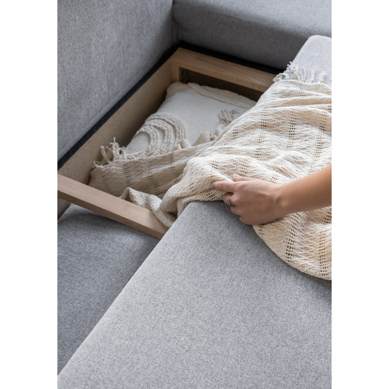 Scandic Lagom 6 Seater Sofa Bed, Right facing, Light Grey
