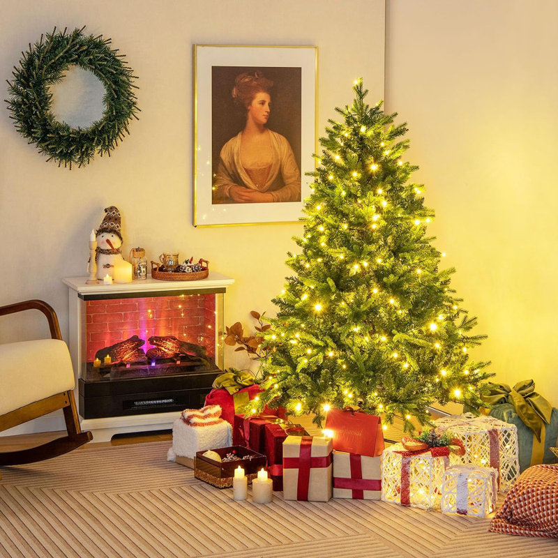 Lighted Artificial Pine Christmas Tree, 150cm H