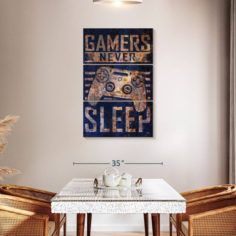Senne Gamers Never Sleep, typographie, H 45 po x l 28 po