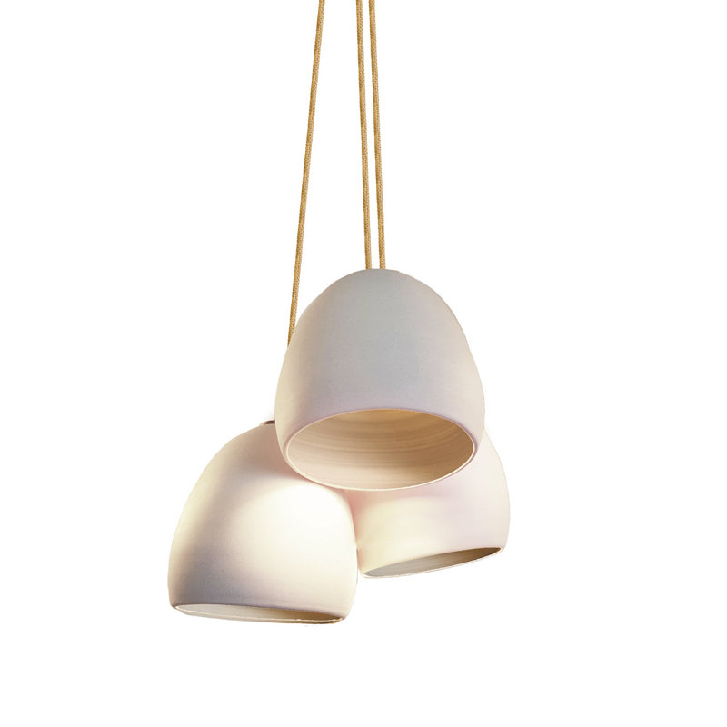 Luminaire suspendu grappe 3 lumières Clay, Pas d'ampoule, H 60 po, Or