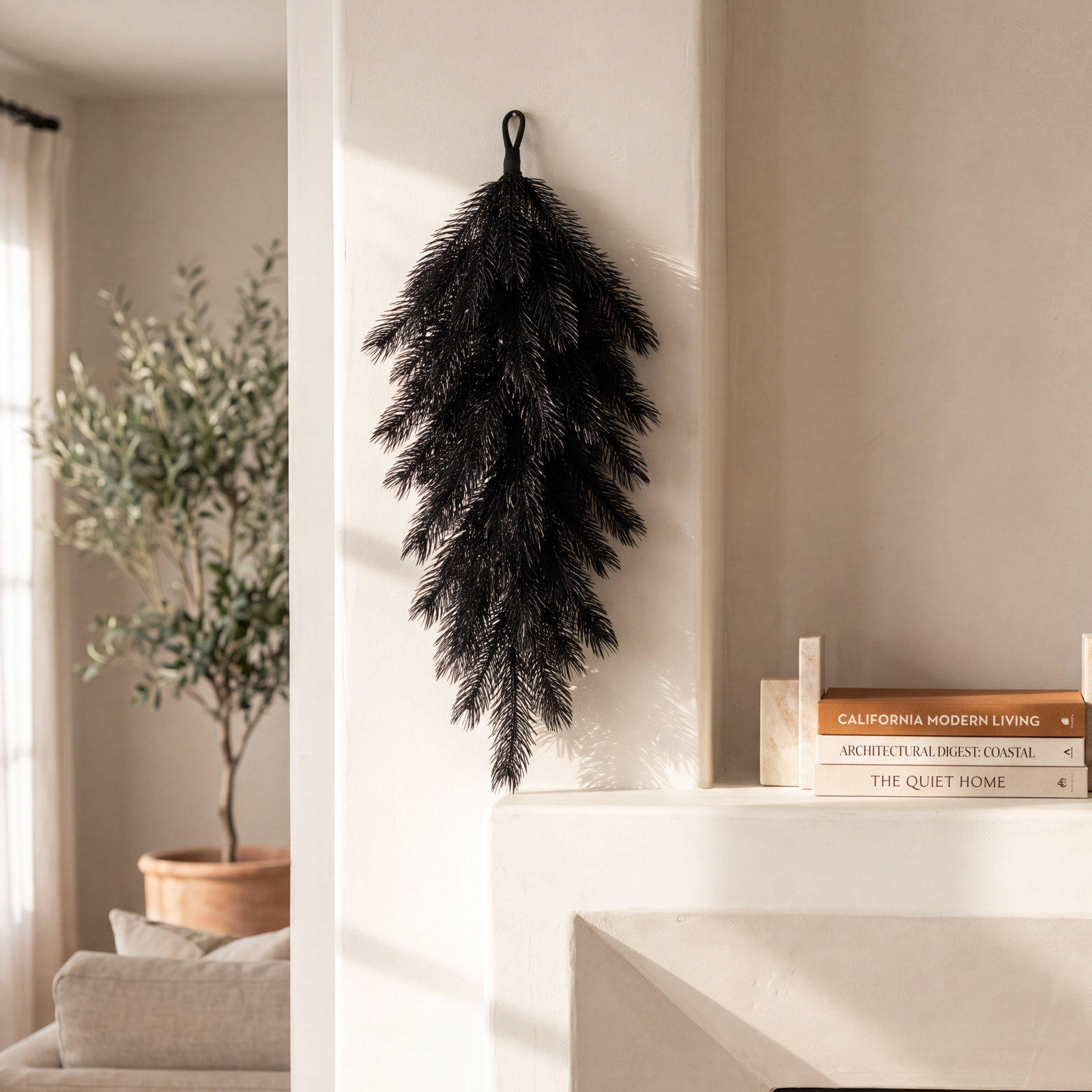 Norfolk Pine Christmas Garland, 4' L, Black