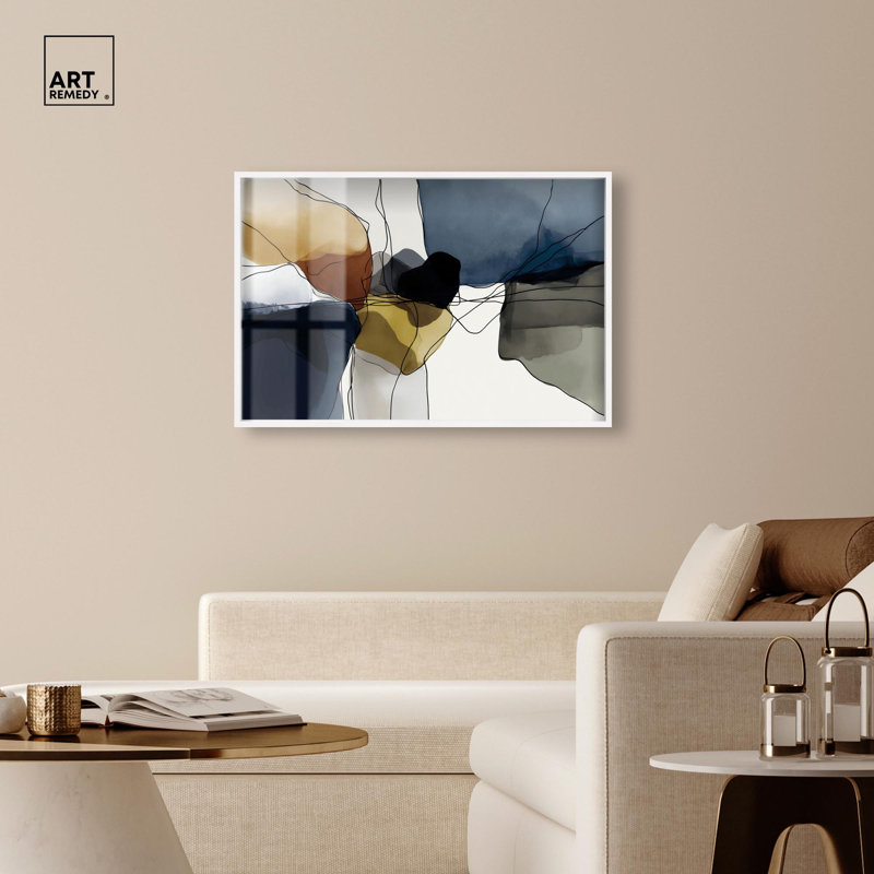 Décoration murale de bureau connectée «Connidden Colors I» par Art Remedy, cadre blanc, 45 x 30, H 31 po x l 46 po