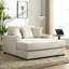 Très grand canapé-lit de style moderne de 55 po avec coussins, station de charge et porte-gobelets, tissu chenille, crème (ancien SKU: BS701P191500C)