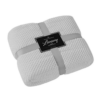 Teddy Popcorn Waffle Throw Blanket Soft Warm Cosy Lightweight Waffle Decorative Blanket for Sofa Couch Bed Bedroom Living Room