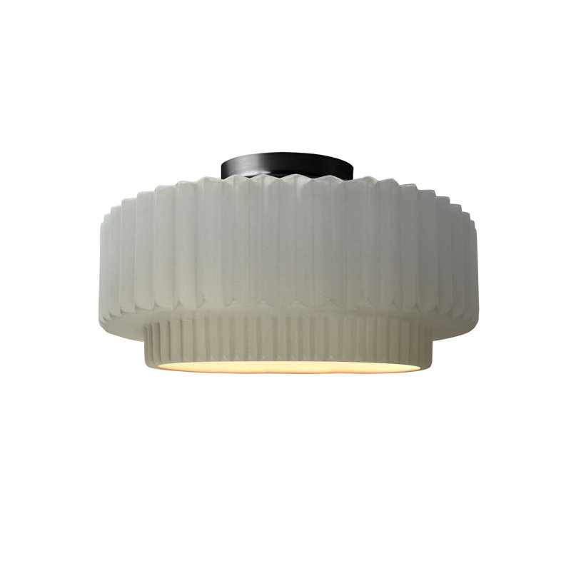 Plafonnier semi-encastré en céramique Radiance, Blanc mat, Noir mat, H 7 po x l 12 po x P 12 po