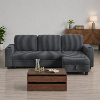 Ensemble de salon rembourré 2 pièces Sherry, comprenant des canapés modulaires de 81 po et une table basse en bois