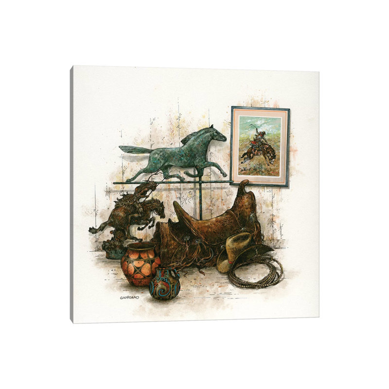 Inside The Saddelry - Wrapped Canvas Painting, 93.98 cm H x 93.98 cm W x 3.175 cm D