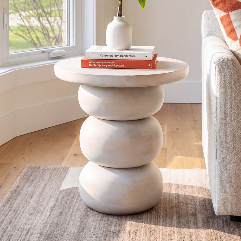 Gakona Whitewashed Mango Wood End Table