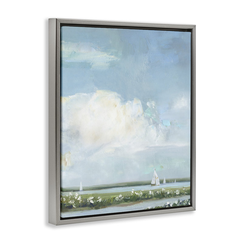 Cadre flottant en bord de mer, par Sally Swatland, H 21 po x l 17 po, Cadre flottant gris lustré