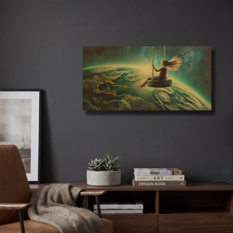 «Dream Big» par Rey Klimt, art mural en métal doré, 24 po x 12 po, 24 po x 12 po