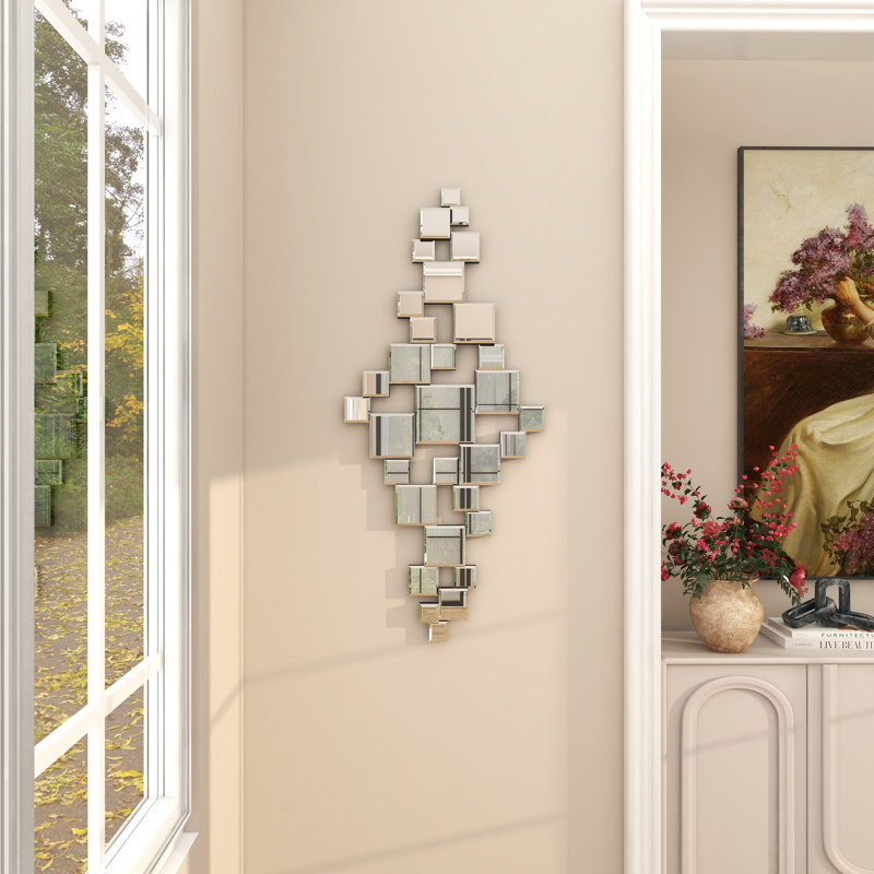 Miroir mural en verre argenté avec miroirs carrés