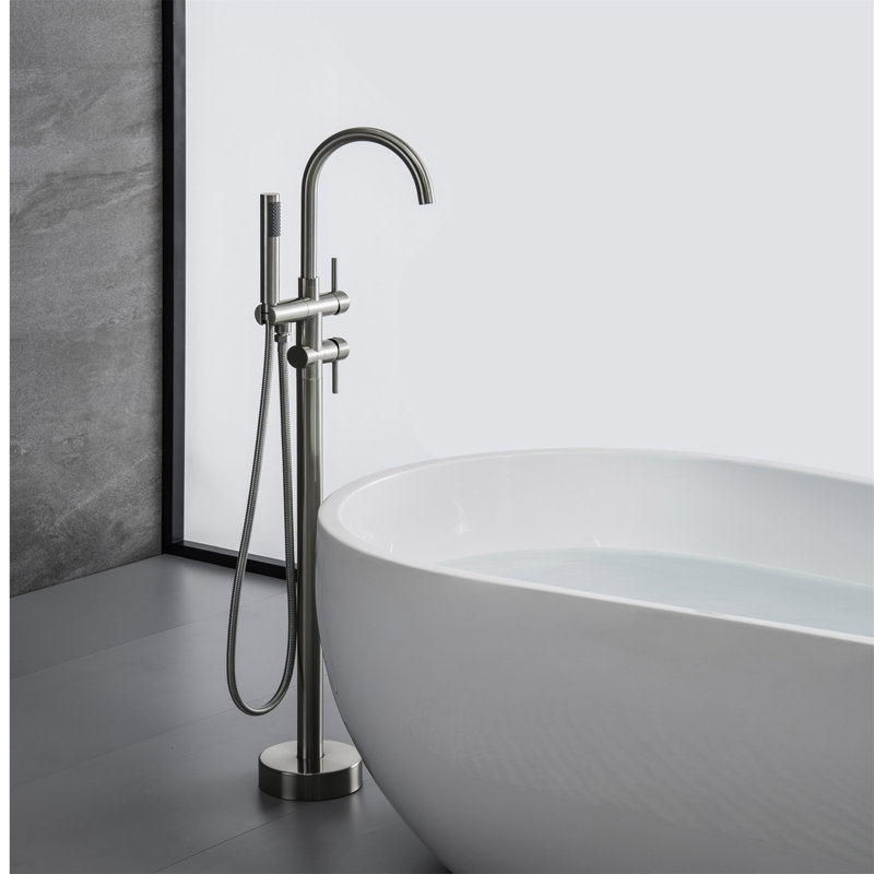 Robinet de baignoire autoportant à poignée double avec douchette Trustmade