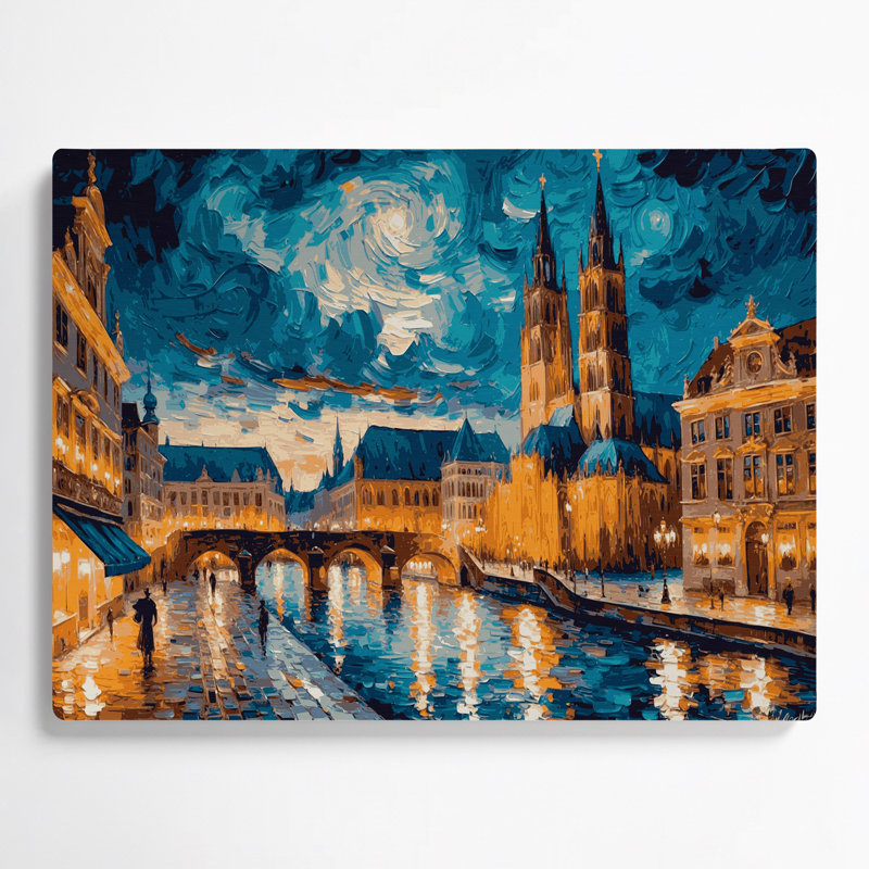 Art mural bleu en villes, Munich, Allemagne, H 11 po x l 14 po