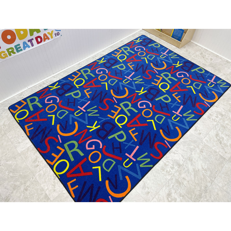 Tapis alphabet coloré pour enfants, Rectangle 6 pi x 9 pi