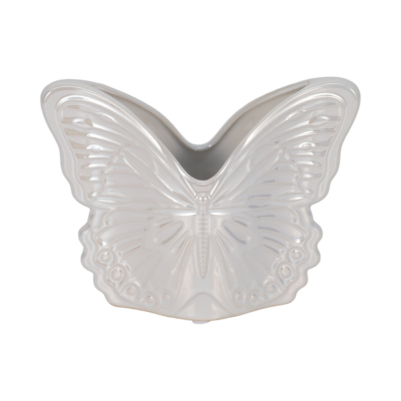 Sagebrook Home 7" Butterfly Planter, Ivory, 5" H x 7" W 3" D
