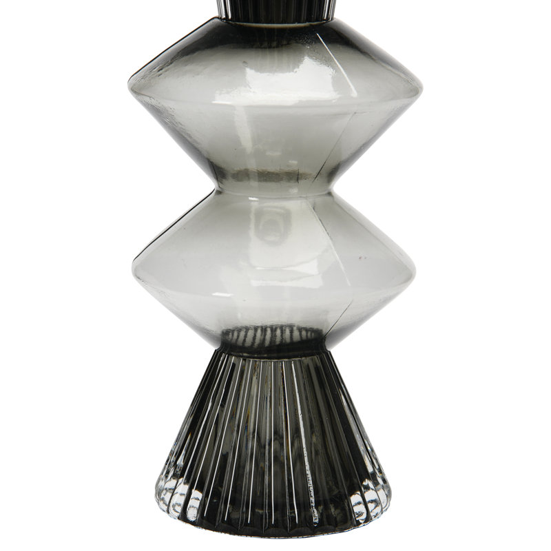 Smoke Glass Fluted Vase with Curved Triangles