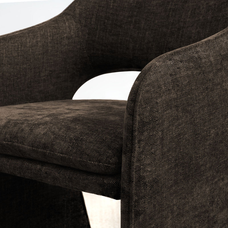 19" Seat Height Upholstered Dining Armchair, Brown