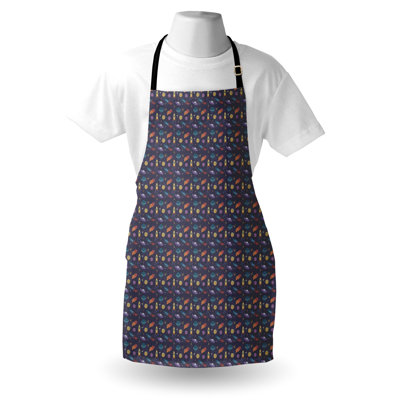 Dakota Fields Alien Apron Unisex Rockets and Stars Pastel Hues Adult Size Multicolor