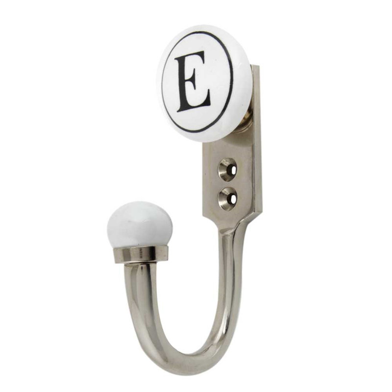 Letter E Ceramic Wall Hook