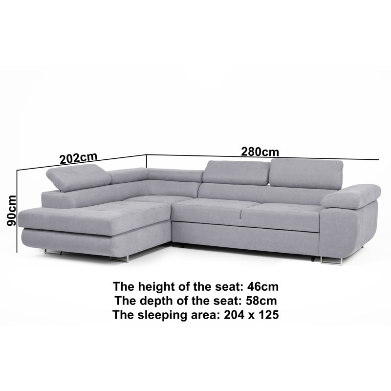 Flavius Corner Sofa Bed, Left Hand Facing, Silver