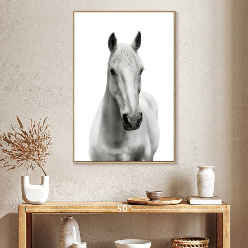 Mince cheval blanc, Floating Frame Natural Wood, 27" x 40"