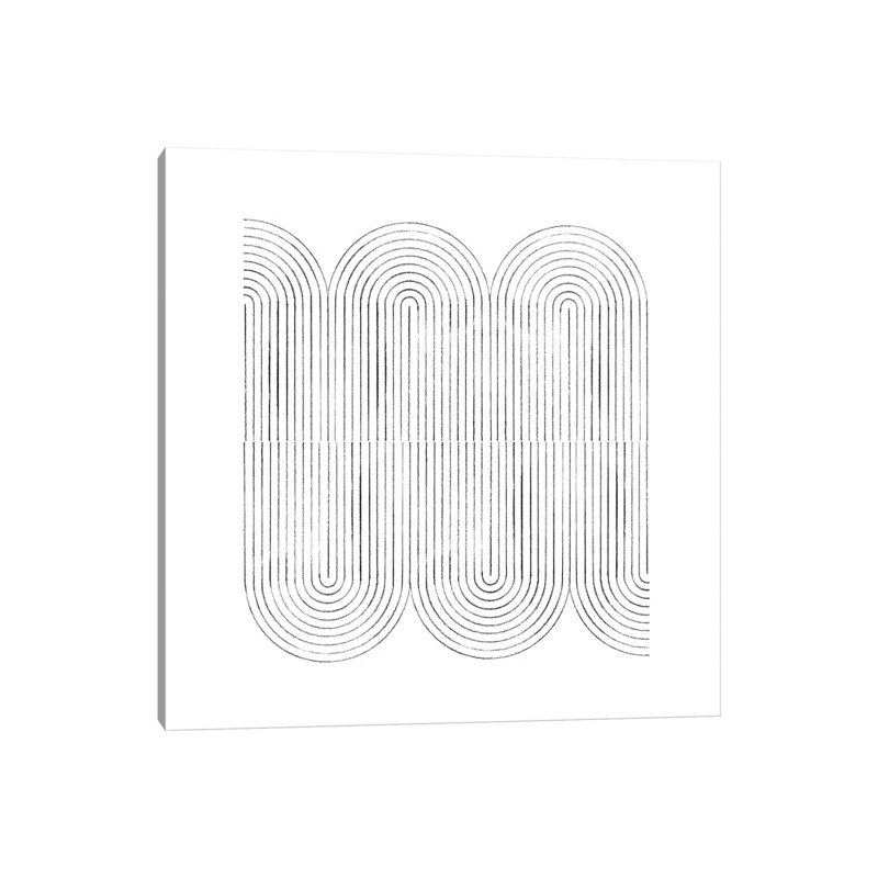 Mid Century Curved Lines - Print on Canvas, 66.04cm H x 66.04cm W x 3.81cm D, Wrapped Canvas
