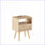 Table basse moderne en rotin naturel avec Power & amp; USB, pieds en bois massif pour le salon-56540953