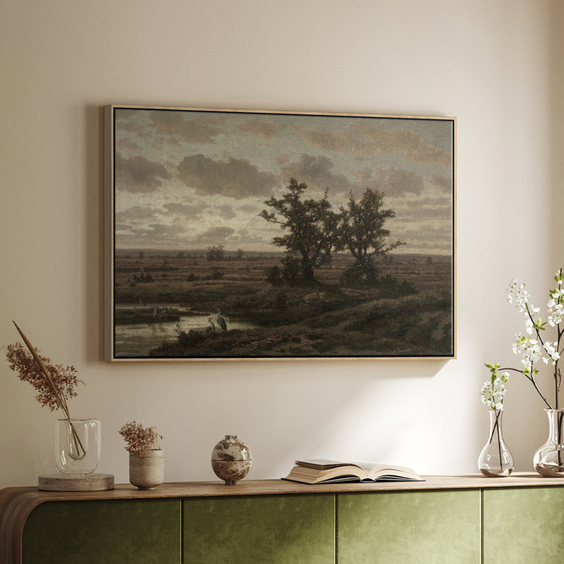 Paysage rétro - CDLX, H 27 po x l 41 po x P 2 po, Toile avec cadre flottant noir