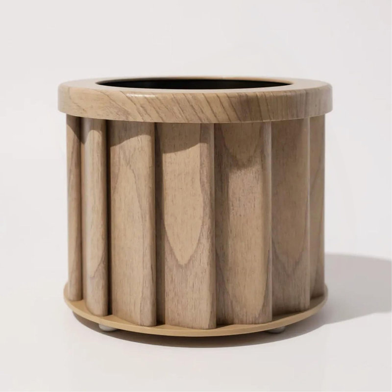Round Strata Planter SM, Ash Brown, 5.13" H x 6.25" W x 6.25" D