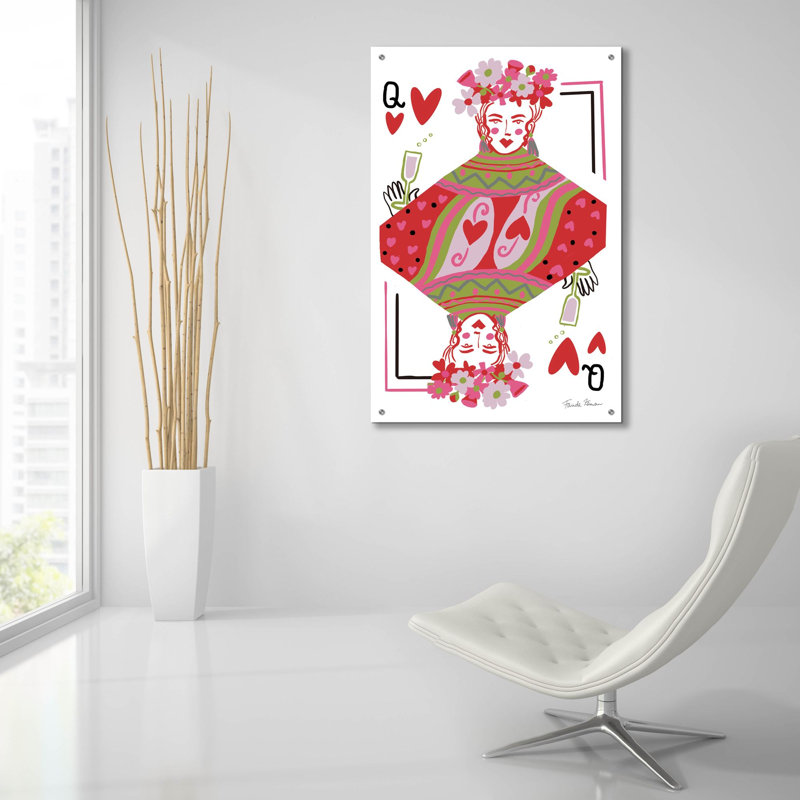  «Queen of Hearts» par Farida Zaman, art mural en verre acrylique, 24 po x 36 po, H 36 po x l 24 po