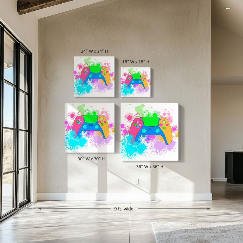 "Gaming In Color" by Daniela Santiago Print on Canvas, H 28 po x l 28 po x P 1,5 po