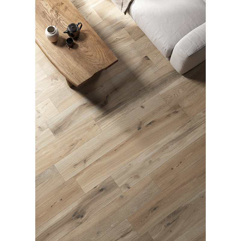 Perpetua 10" x 60" Large Plank Wood Look Porcelain Floor & Wall Tile, Greige