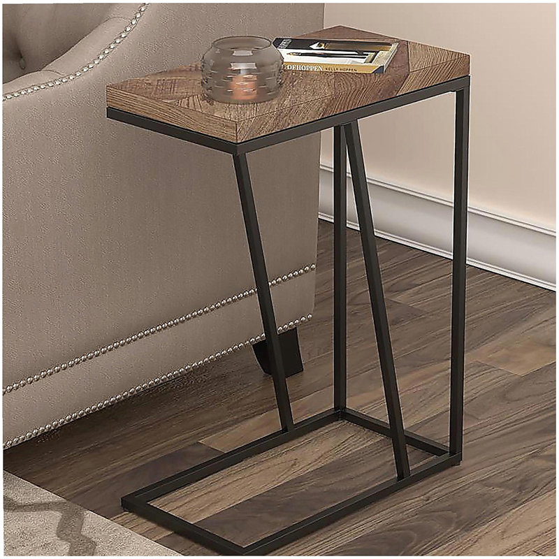 Table décorative à motif de chevrons et tabac, Brun