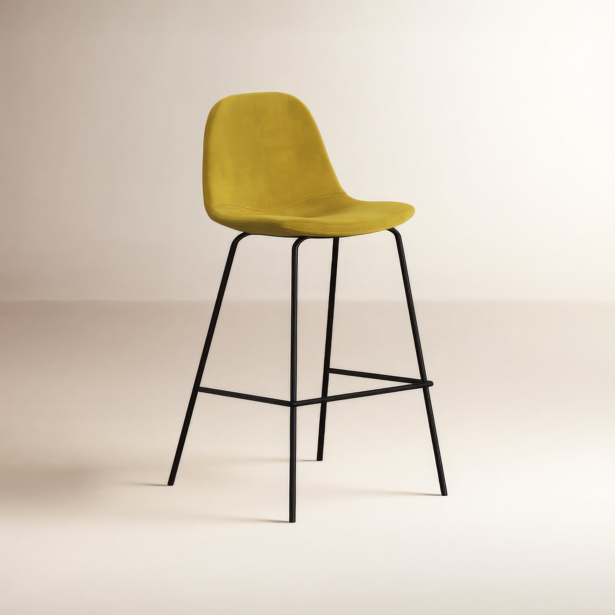 Kody Upholstered Bar & Counter Stool, Counter Stool (23.5" Seat Height), Bella Gold Performance Velvet