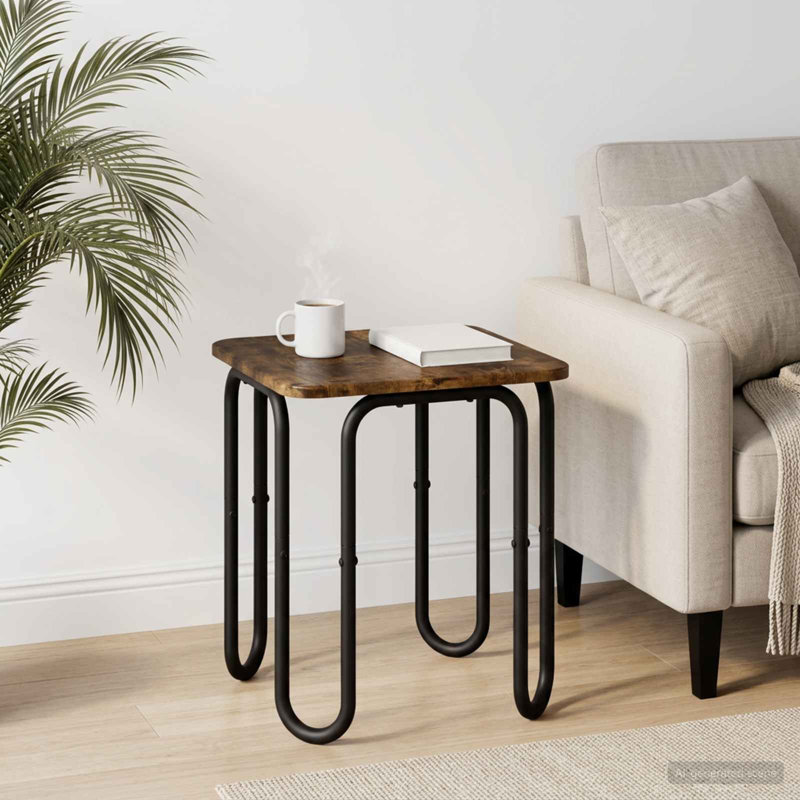 Coffee Table, 45cm H x 40cm W x 40cm D, Smoked Oak / Black, Smoked Oak