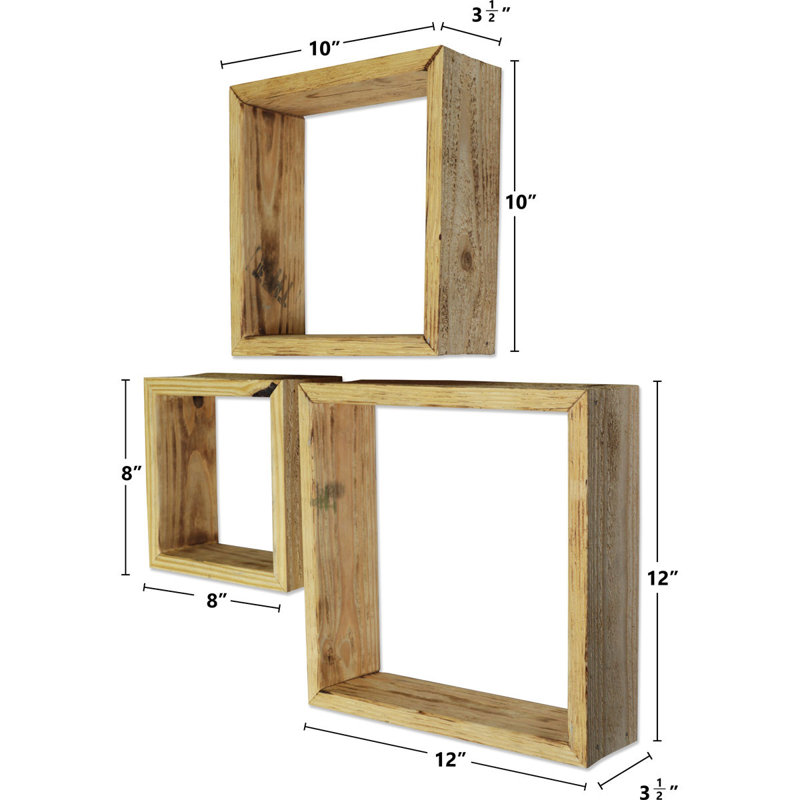 Square Cube Shelf with Adjustable Shelves, Natural Barnwood