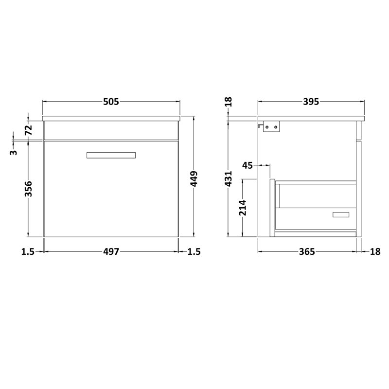 Athena 505mm Single Bathroom Vanity with Integrated Ceramic Basin, Natural Oak
