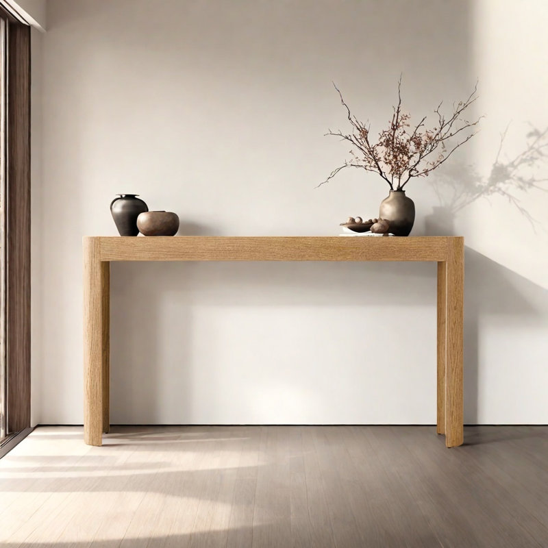 Rural Retro Minimalist Art Console Table, Natural Wood