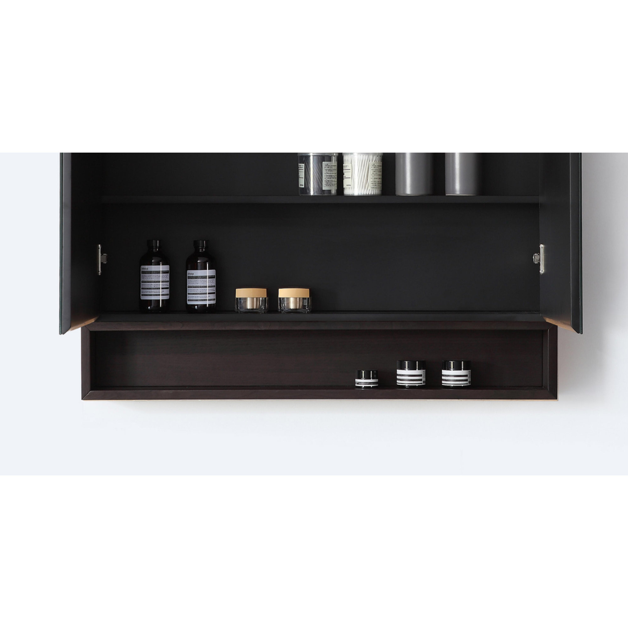 Tito Medicine Cabinet 36-Inch, Matte Black/Dark Walnut