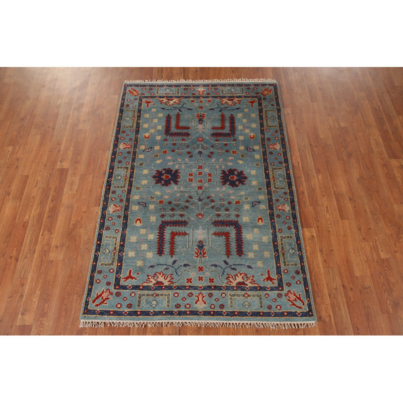 Tapis oriental bleu clair Oushak 4 x 6