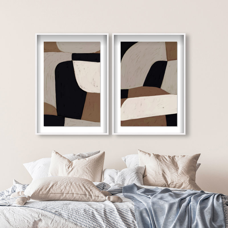 All The Way Set Shadowbox Abstract Print by Oliver Gal, Black Frame, 10 x 15, 31.5"H x 46.5"W, White Shadowbox